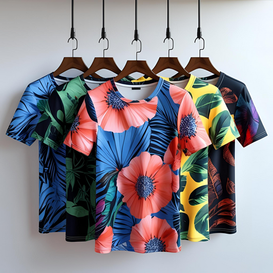 Combo of 5 Lycra all over print T Shirts Rs. 499 Only